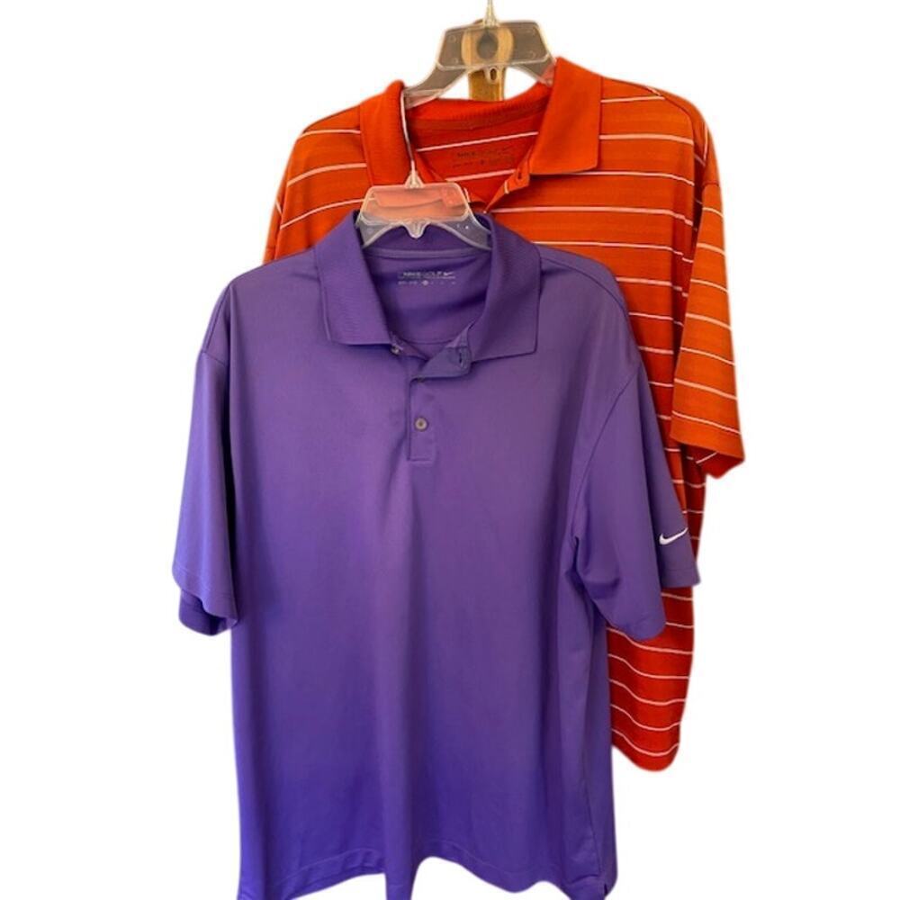 Nike Golf‎ Lot of 2 Dri-Fit XL Purple and Red Striped
